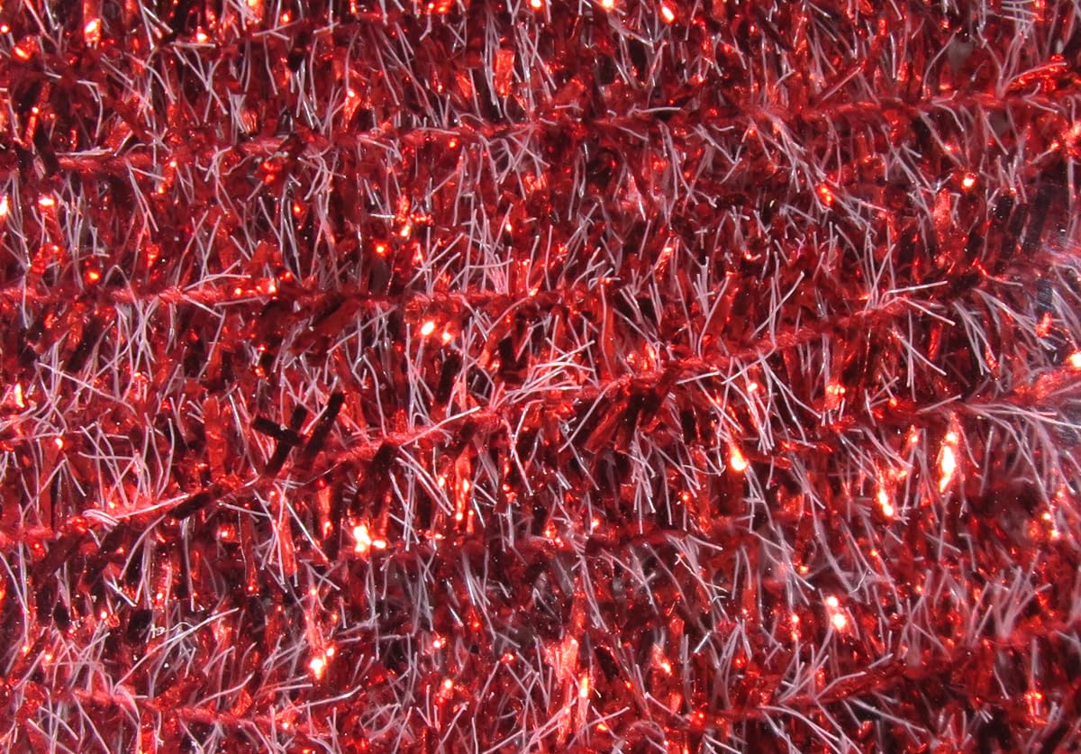 Hareline solid tinsel chenille red closeup highlights shimmer for bugger bodies