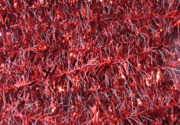 Hareline solid tinsel chenille red closeup highlights shimmer for bugger bodies