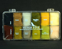 Hareline Superfine Dry Fly Dubbing 12-drilled compartments ideal for quick color selection