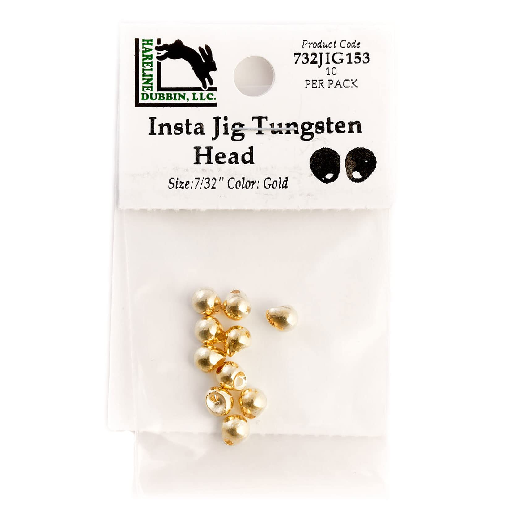Hareline Dubbin Tungsten Insta Jig Head 5.5 mm Gold for deep nymphing with snag resistance