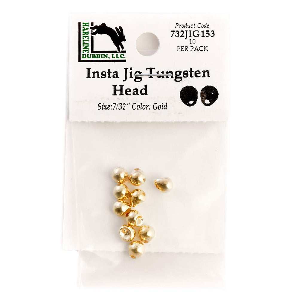 Hareline Dubbin Tungsten Insta Jig Head 5.5 mm Gold for deep nymphing with snag resistance