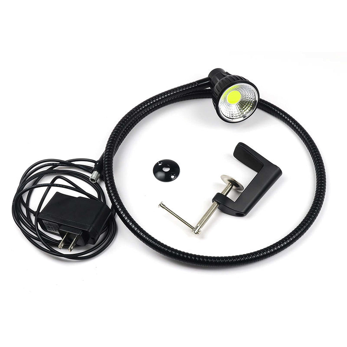 Hareline Ultimate Long Neck LED Tying Light front view showing bright, focused illumination for precise fly tying