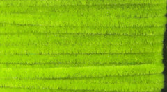 Hareline Ultra Chenille micro-worm-green closeup emphasizes dense fibers for bulk.