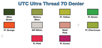 Hareline UTC Ultra Thread on bobbin with color-coded end cap for fast identification.