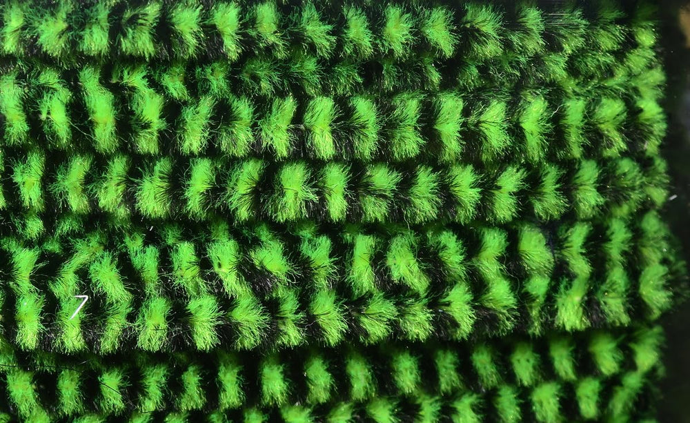 Hareline Variegated Chenille Medium Chartreuse/Black for nymph patterns.