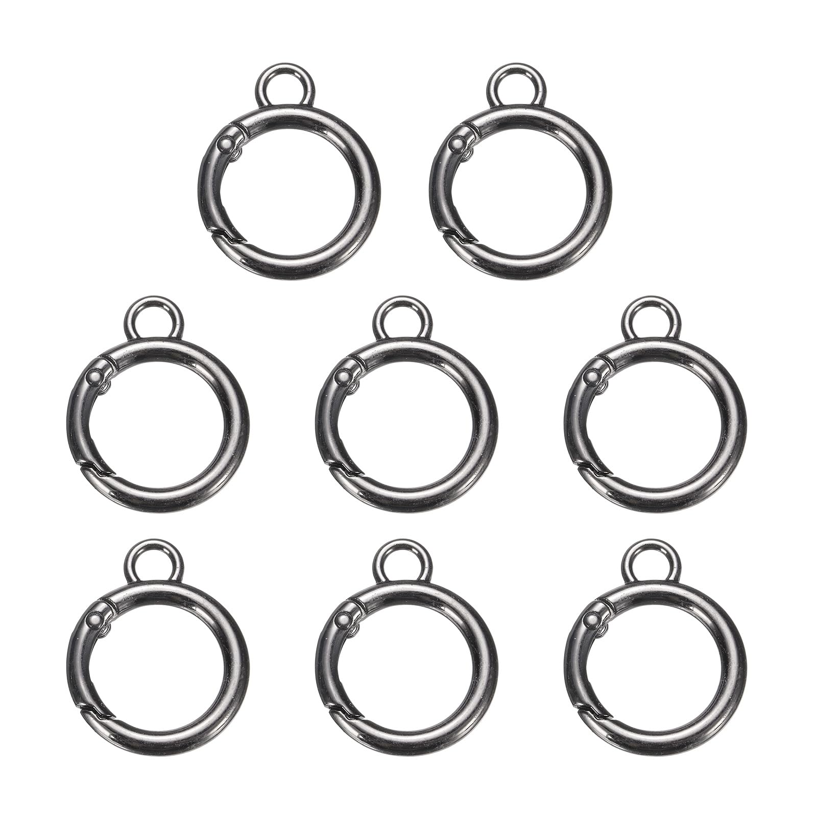HARFINGTON 8pcs spring O-ring clip close-up on key ring for quick one-handed use.