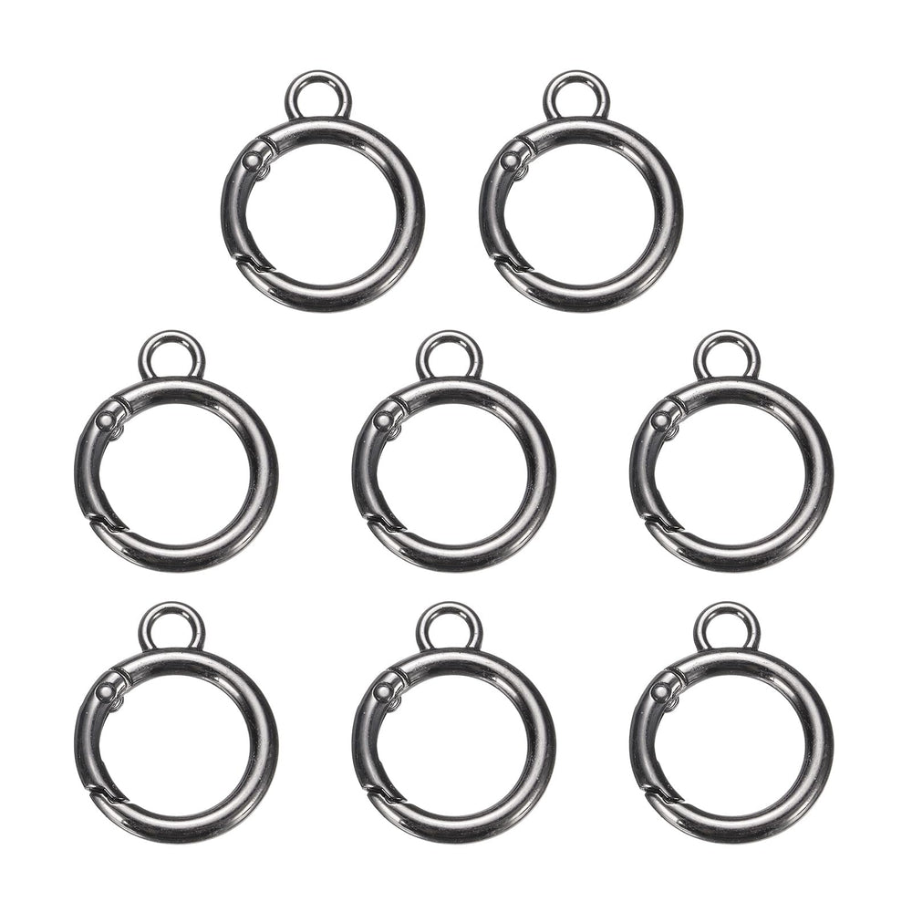 HARFINGTON 8pcs spring O-ring clip close-up on key ring for quick one-handed use.
