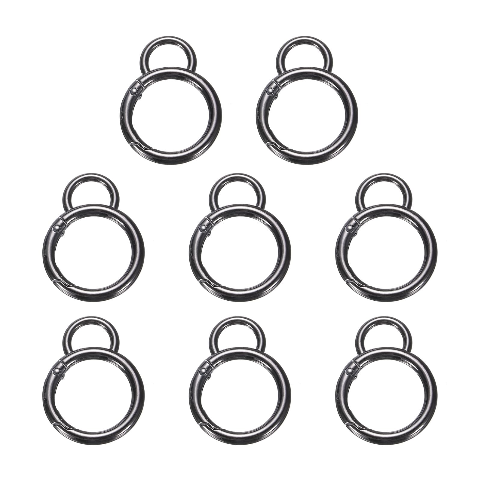 HARFINGTON 8pcs spring o-ring clip in gunmetal secures keys and bags with one-handed ease.