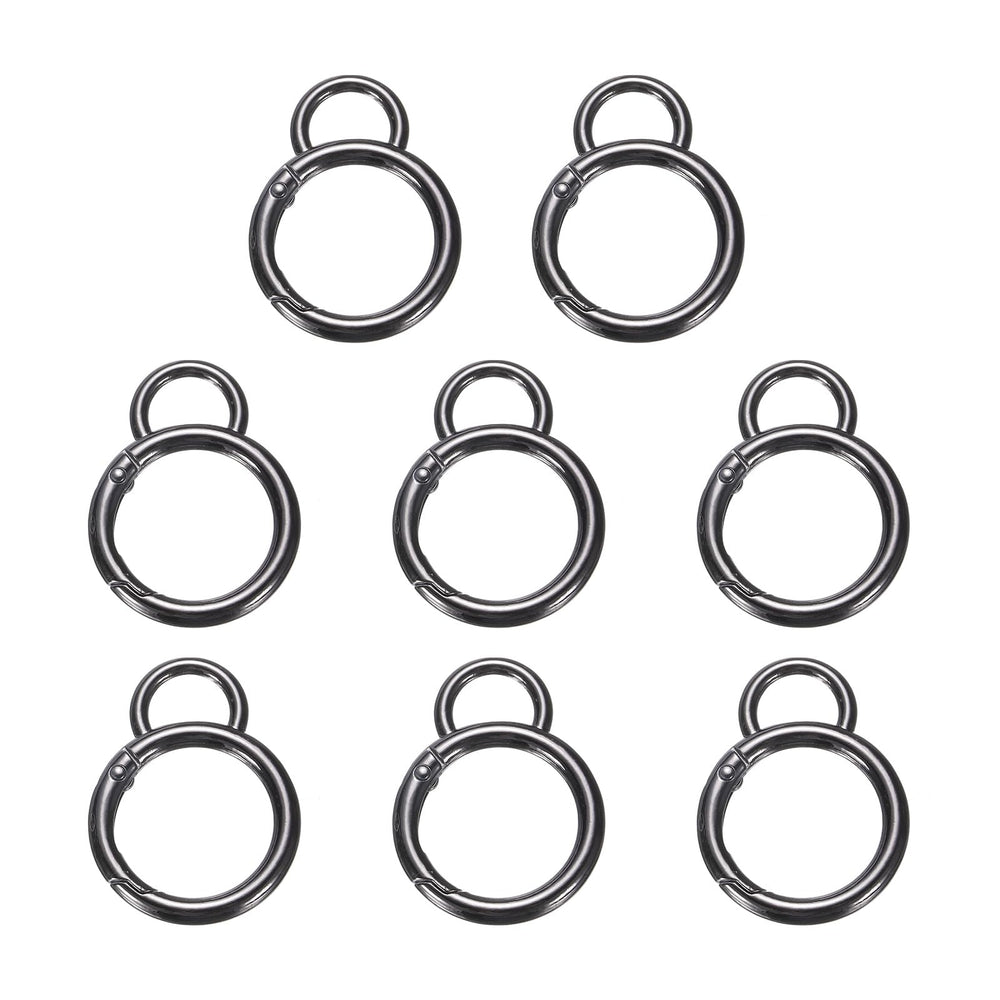 HARFINGTON 8pcs spring o-ring clip in gunmetal secures keys and bags with one-handed ease.