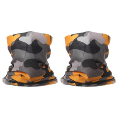 HARFINGTON cooling neck gaiter camo orange-gray front view for sun protection and breathability