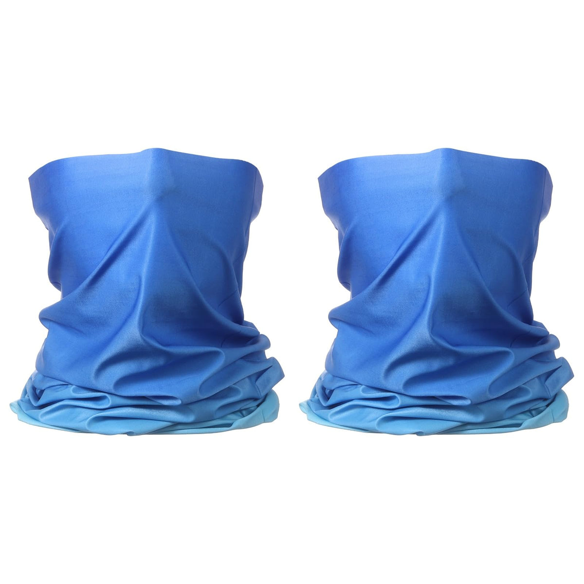 HARFINGTON cooling neck gaiter gradient blue front view for outdoor cooling and wind protection.