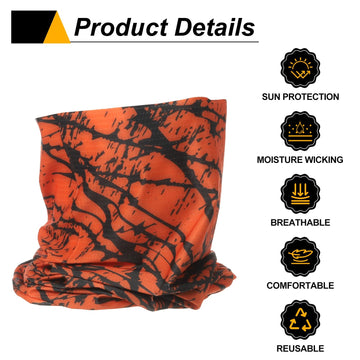HARFINGTON neck gaiter lock-edge design close-up shows enhanced durability.