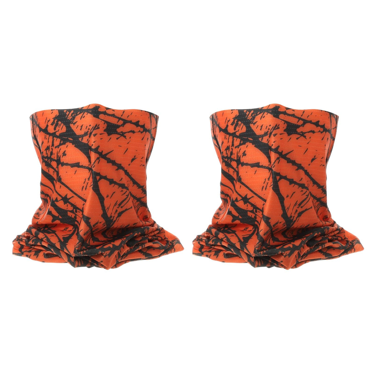 HARFINGTON cooling neck gaiter orange front view shows soft, breathable fabric for hot days.