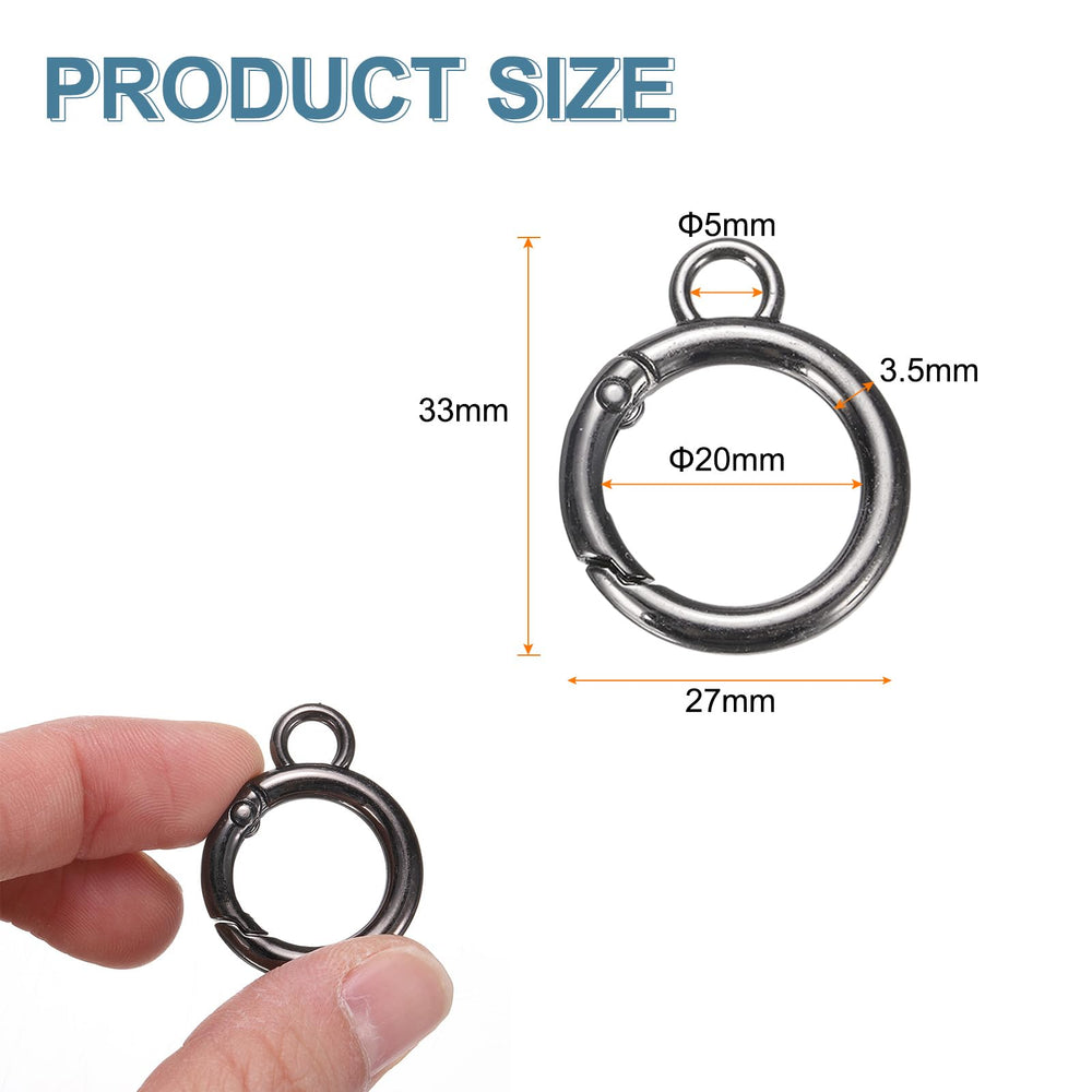 HARFINGTON metal spring O-ring clip on handbag clasp highlights durable gunmetal finish.