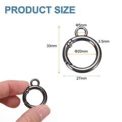 HARFINGTON metal spring O-ring clip on handbag clasp highlights durable gunmetal finish.