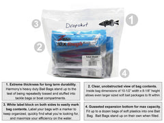 Close-up of the durable clear material of Harmony Bait Bags