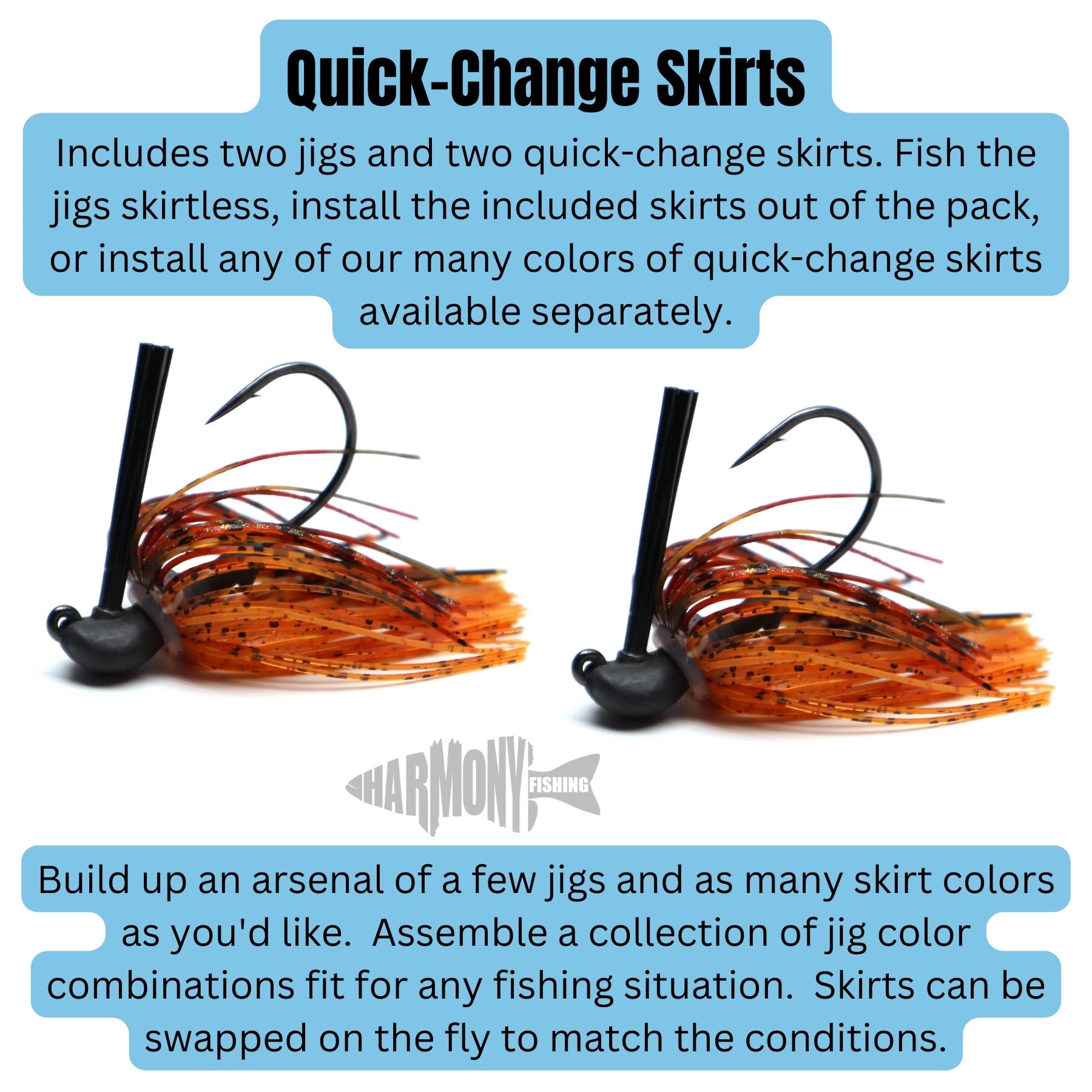 Harmony Fishing Tungsten Mini Flipping Jig skirted and skirtless options for versatile setups.