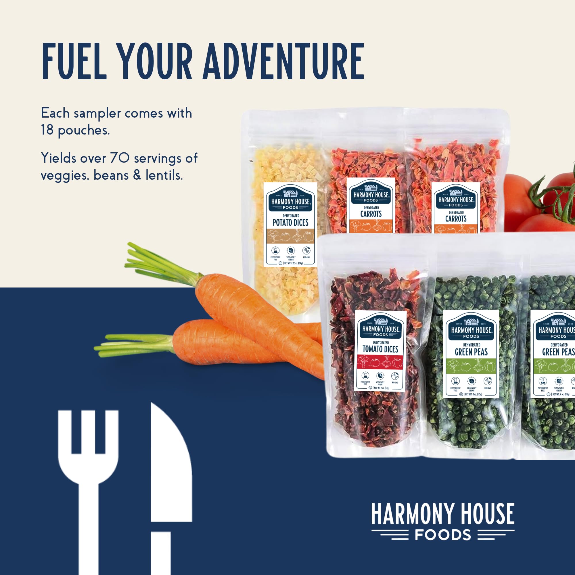 Harmony House Backpacking Kit serving bowl with prepared meals, ready-to-eat after hiking.