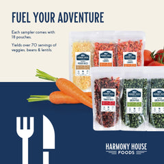 Harmony House Backpacking Kit serving bowl with prepared meals, ready-to-eat after hiking.