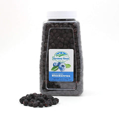 Harmony House blueberries on a shelf, pantry-friendly and easy to store.