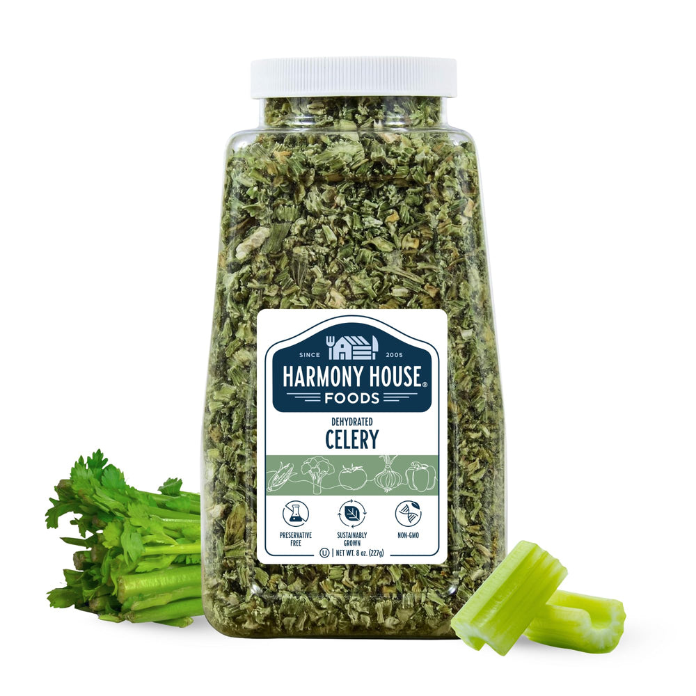 Harmony House Dehydrated Celery crosscut jar for quick pantry cooking