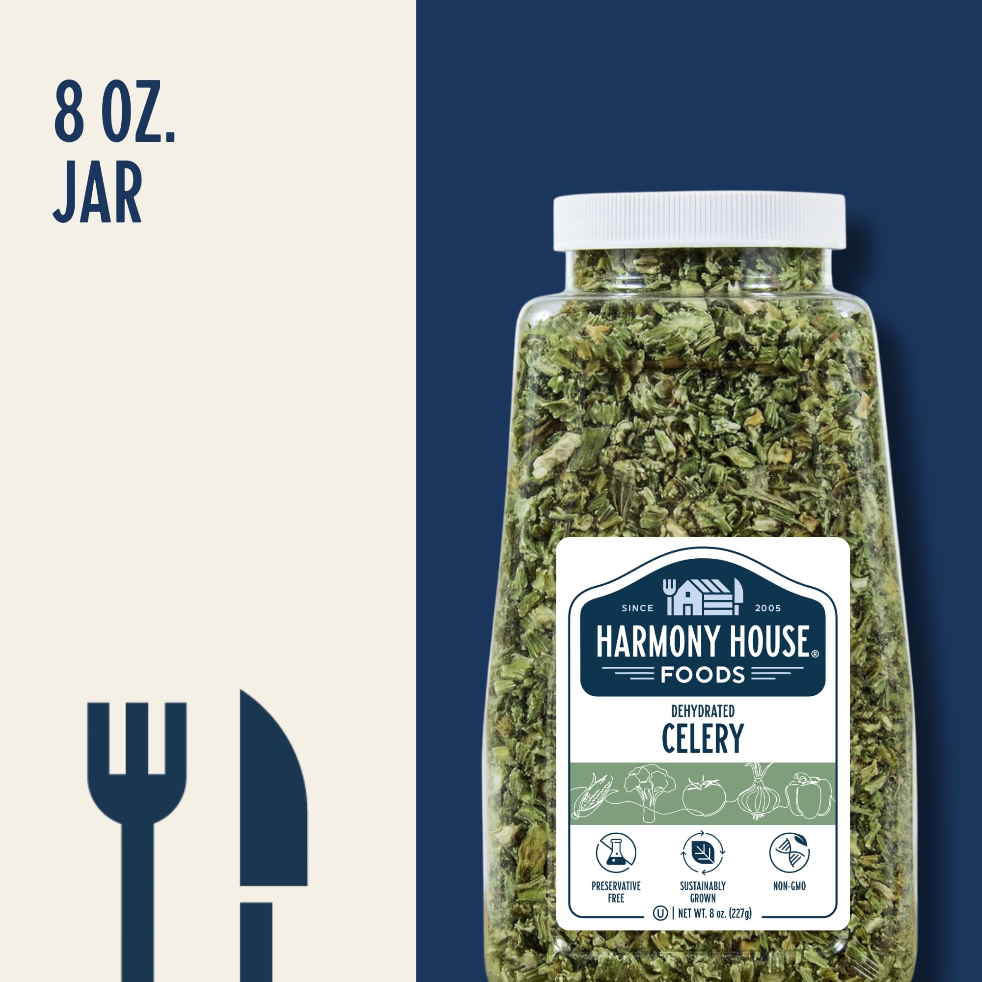 Harmony House Dehydrated Celery near stove setup for quick prep