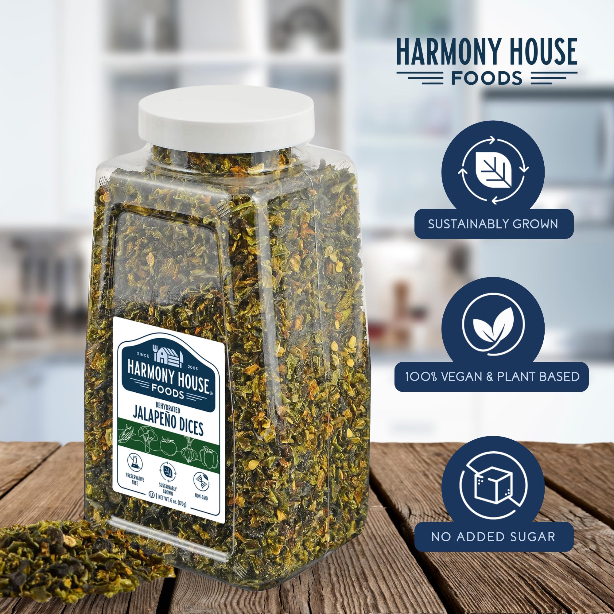 Harmony House jalapenos closeup reveals vibrant color and aroma for recipes.