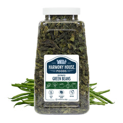 Harmony House Dried Green Beans in a jar for easy pantry storage