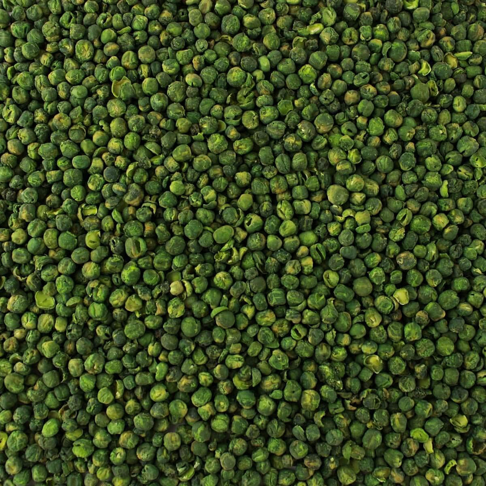 Harmony House dried peas packaging close-up highlighting freshness seal for long-term storage.