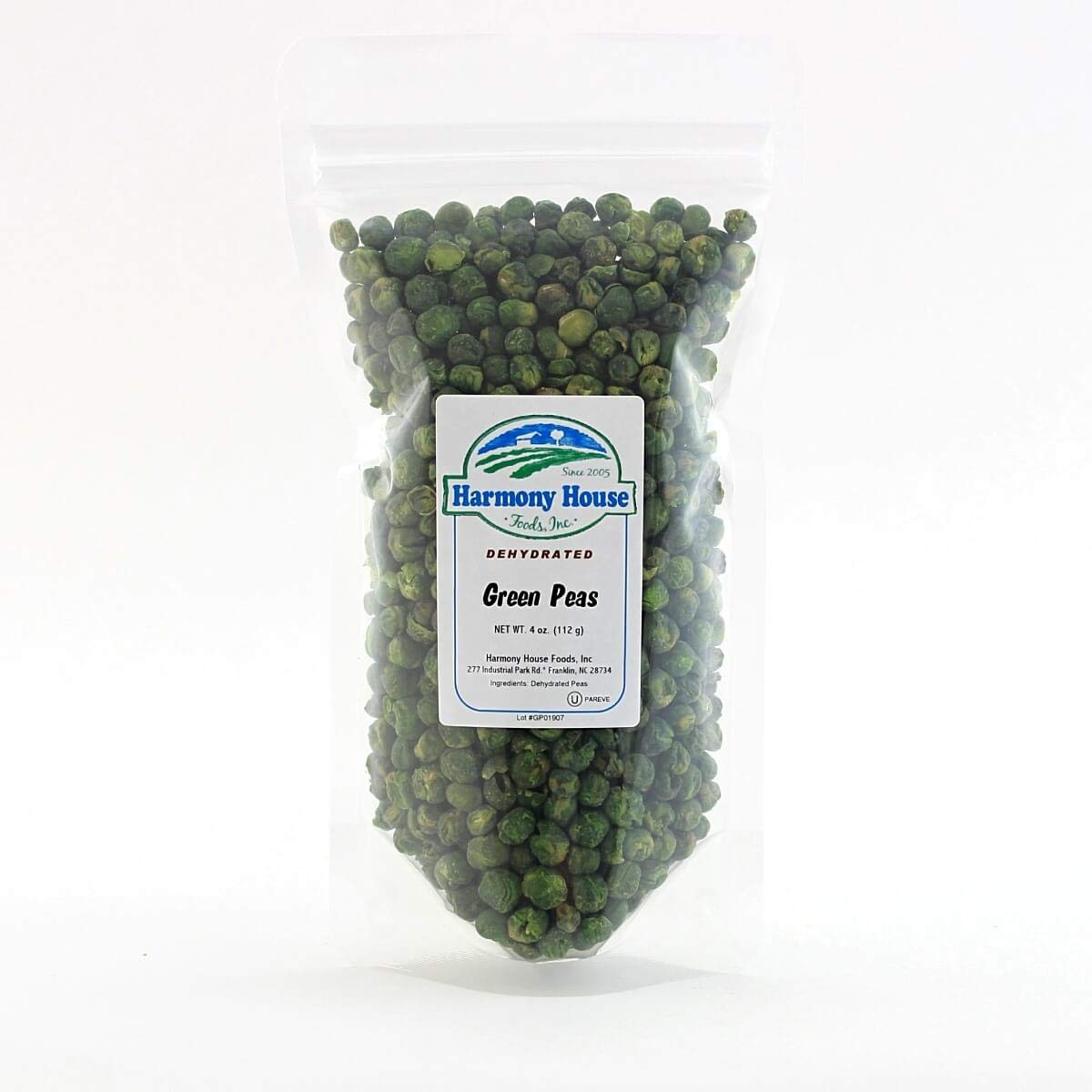 Harmony House Dried Peas ZIP Pouch ready for quick meals and pantry storage.