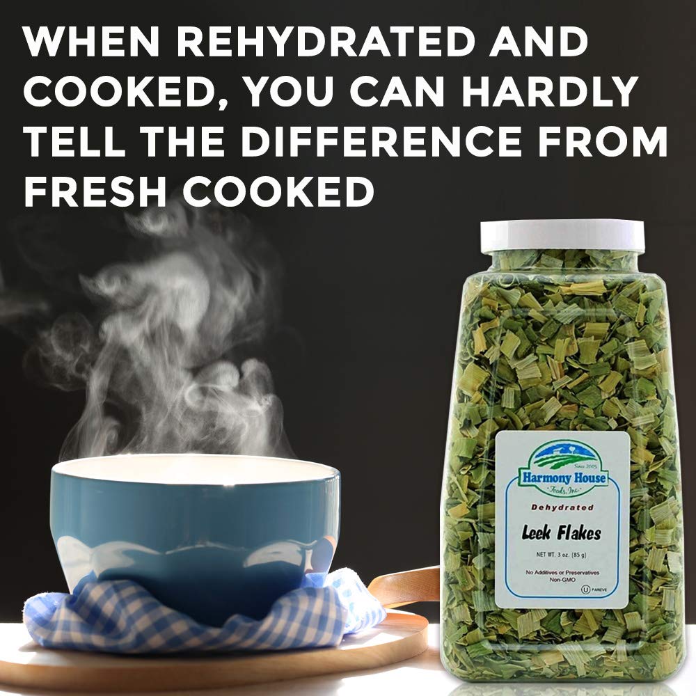 Harmony House leek flakes stirred into stew deliver savory warmth.