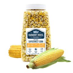 Harmony House Premium Sweet Corn Freeze-Dried Jar, convenient shelf-stable snack option.