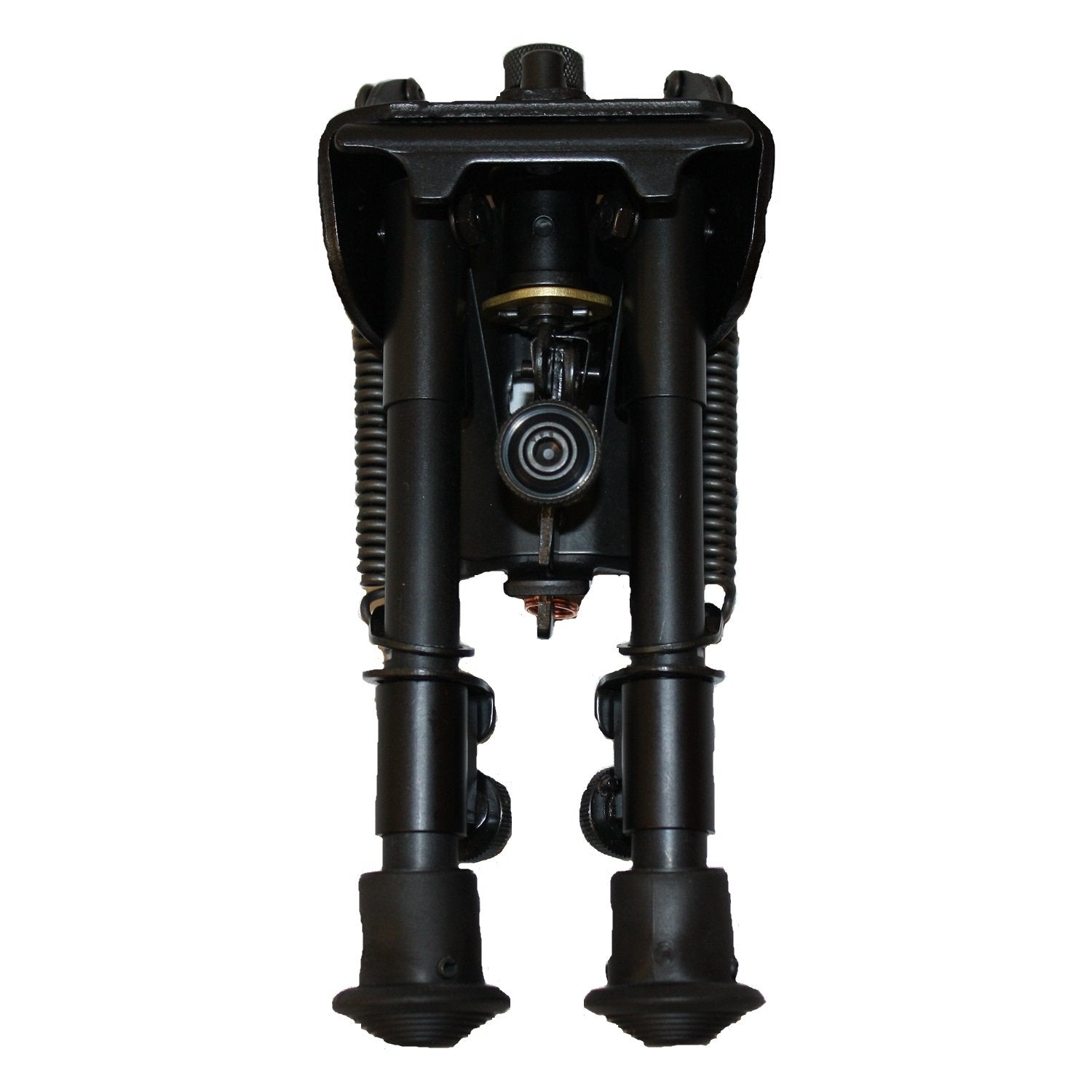 Harris Engineering S-BR hinged base bipod folded for compact transport and storage