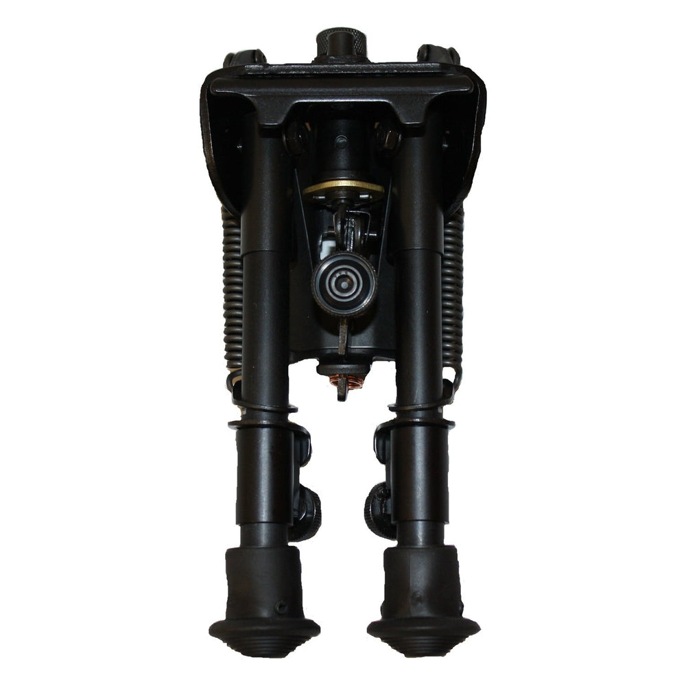 Harris Engineering S-BR hinged base bipod folded for compact transport and storage