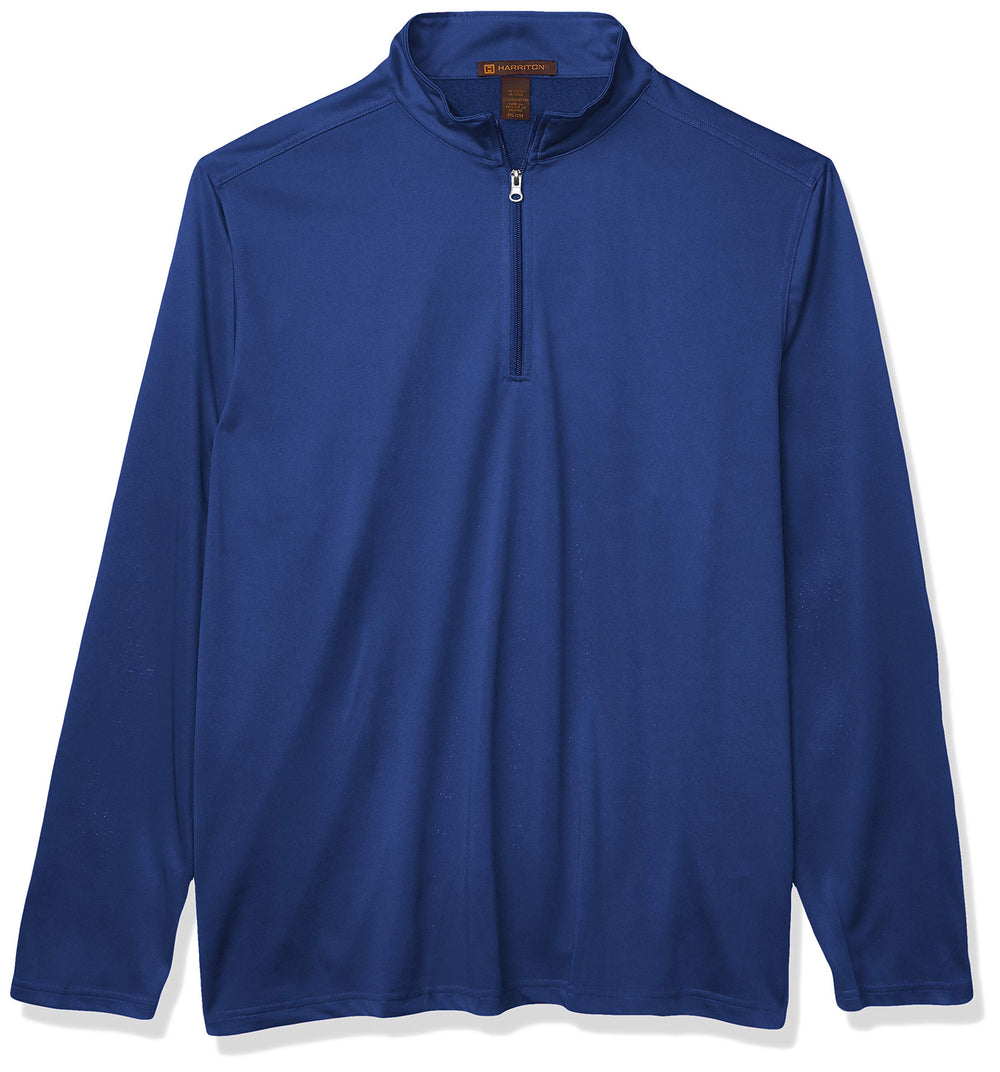 Harriton Advantage quarter-zip front view showing snag protection for daily layering.