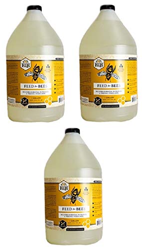 Harvest Lane Honeybee Liquid Feed bottle pouring to support bee nutrition during feeding