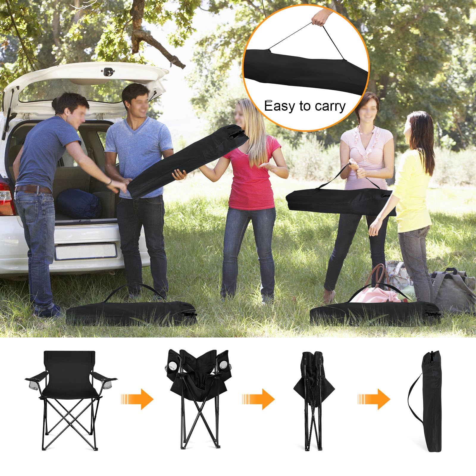 HaSteeL chair with non-slip feet stays steady on sand, grass, or patio.