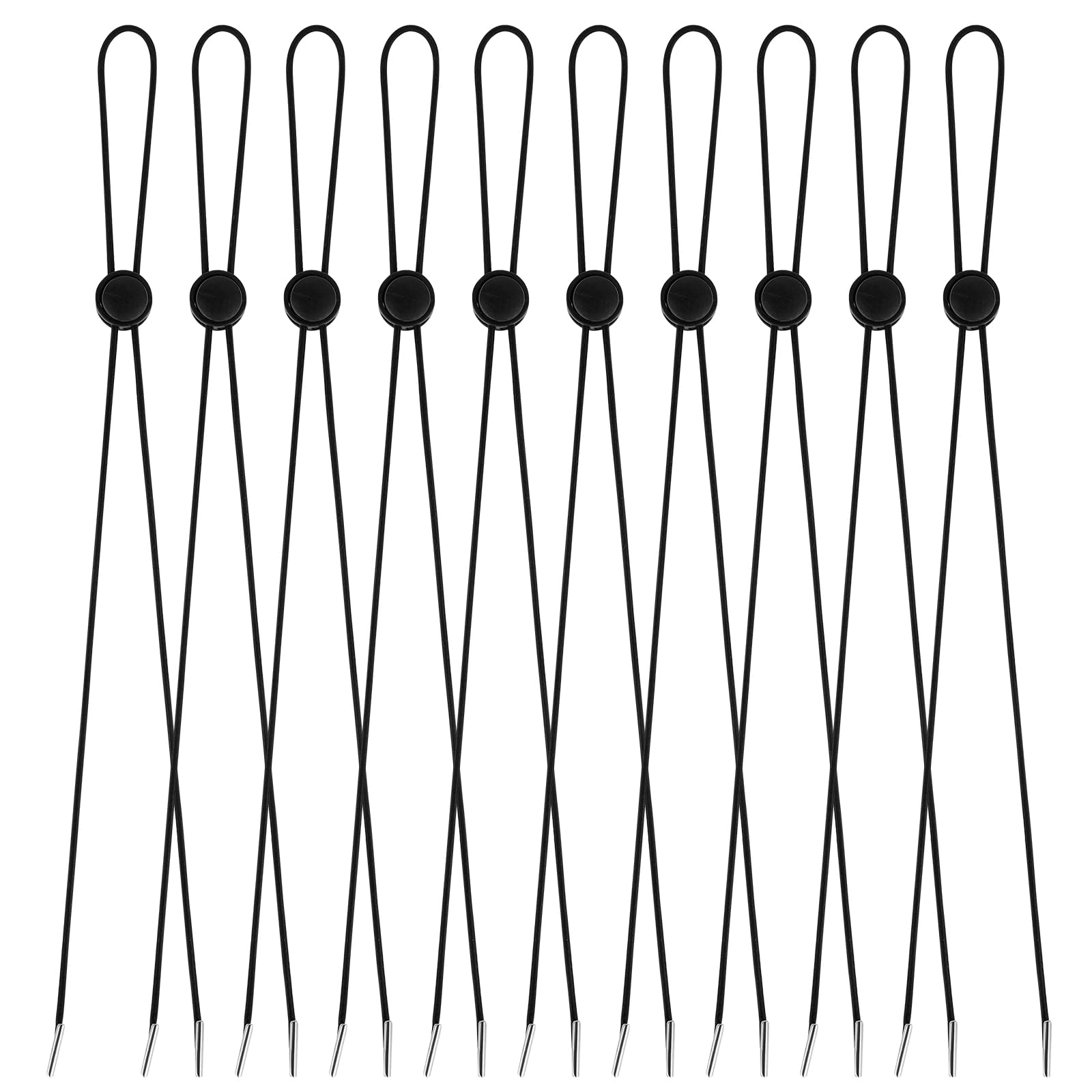 10-pack flexible hat chin cord clips in black