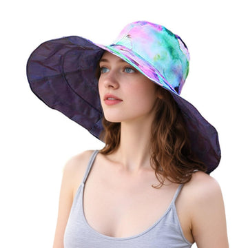 Solid light purple side of reversible hat, back view