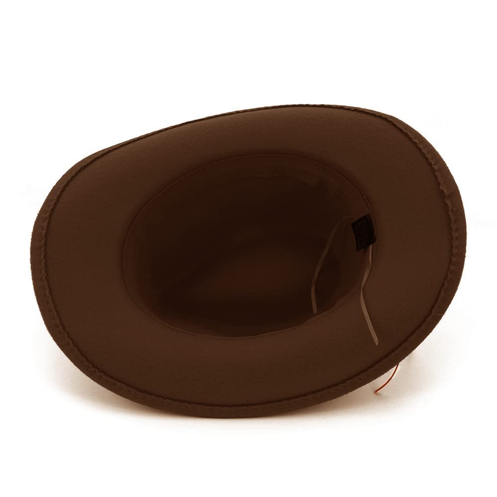 Model wearing felt cowboy hat