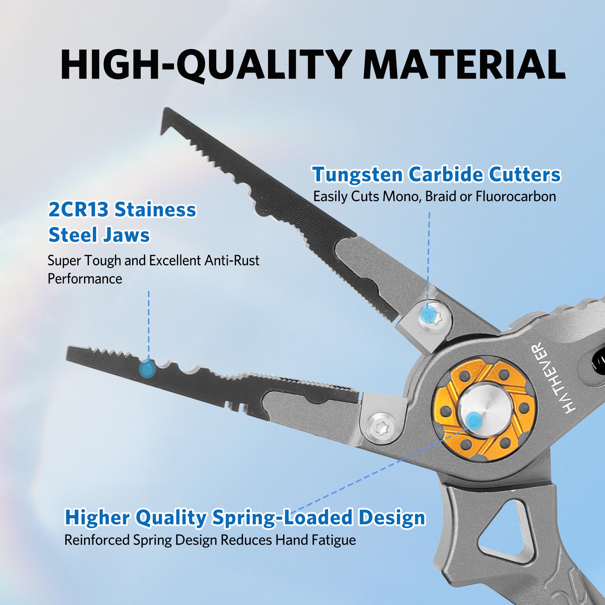 Close-up of aircraft-grade aluminum handle on Hathever pliers
