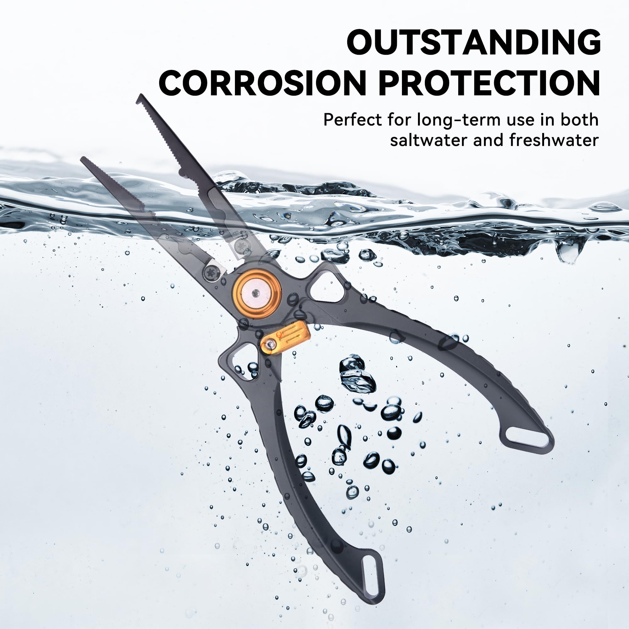 Pliers cutting fishing line with tungsten carbide cutters