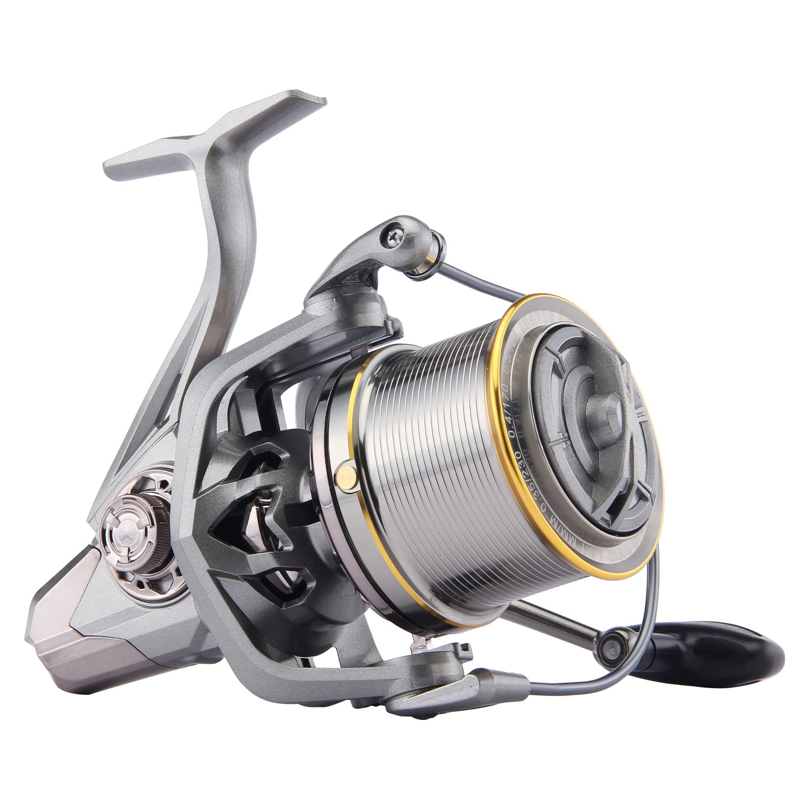 HAUT TON Spinning Reel graphite frame closeup for offshore big game sensitivity.
