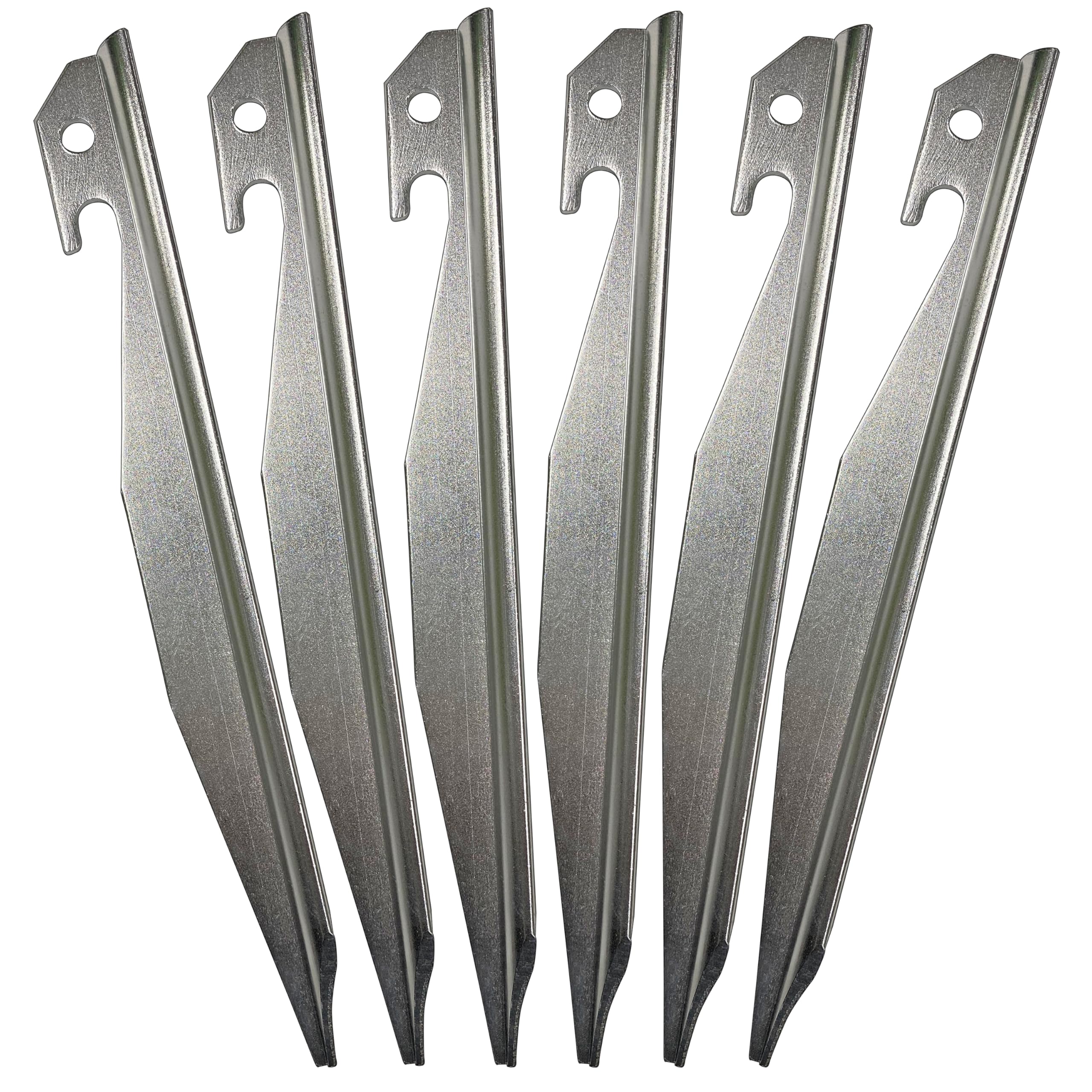 Haute Decor heavy-duty metal tent stake 10-inch anchors securely in varied soil.