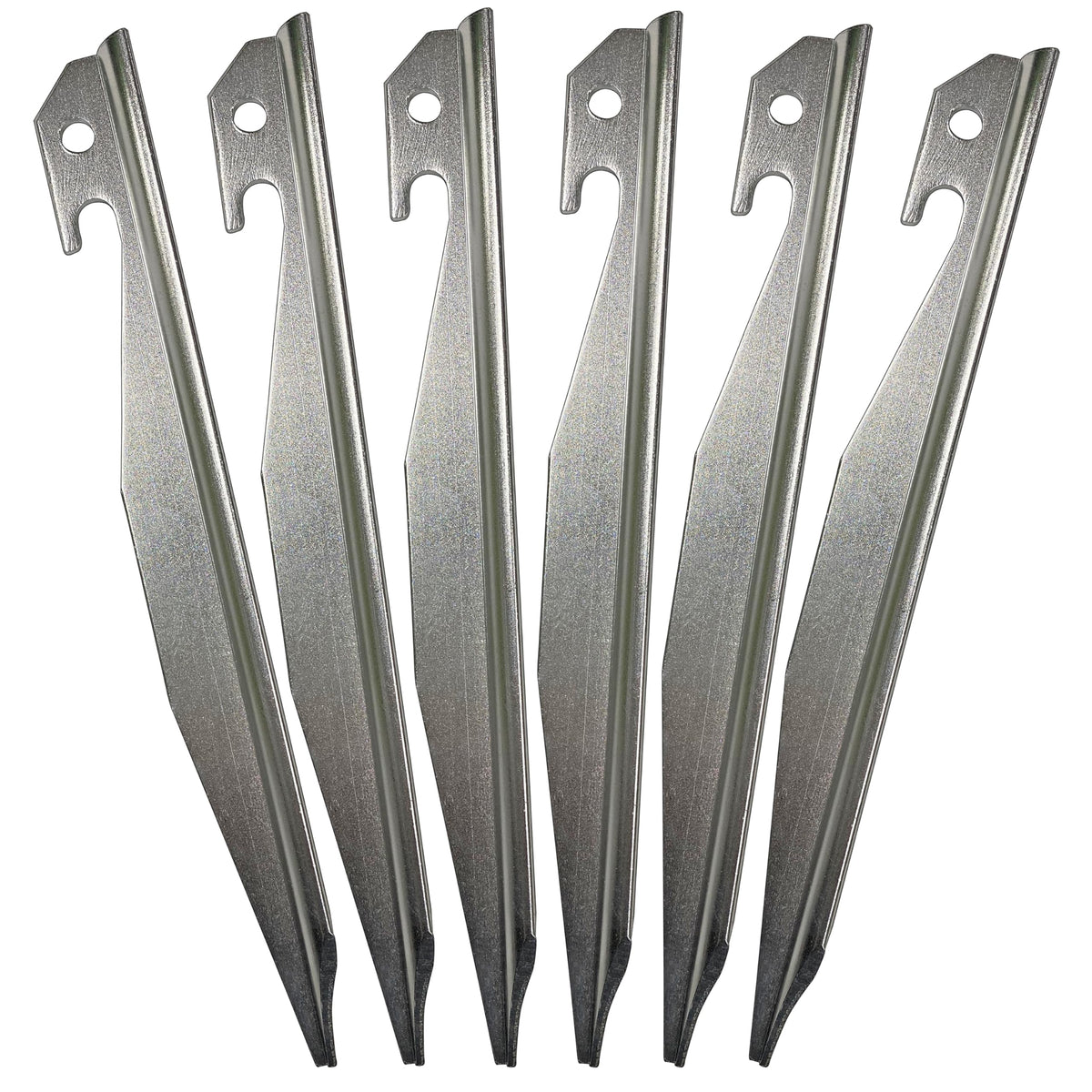Haute Decor heavy-duty metal tent stake 10-inch anchors securely in varied soil.