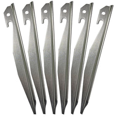 Haute Decor heavy-duty metal tent stake 10-inch anchors securely in varied soil.