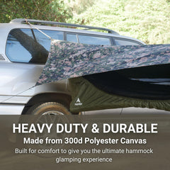 Haven Safari canvas-hammock-body offers rugged durability for long-lasting outdoor use.