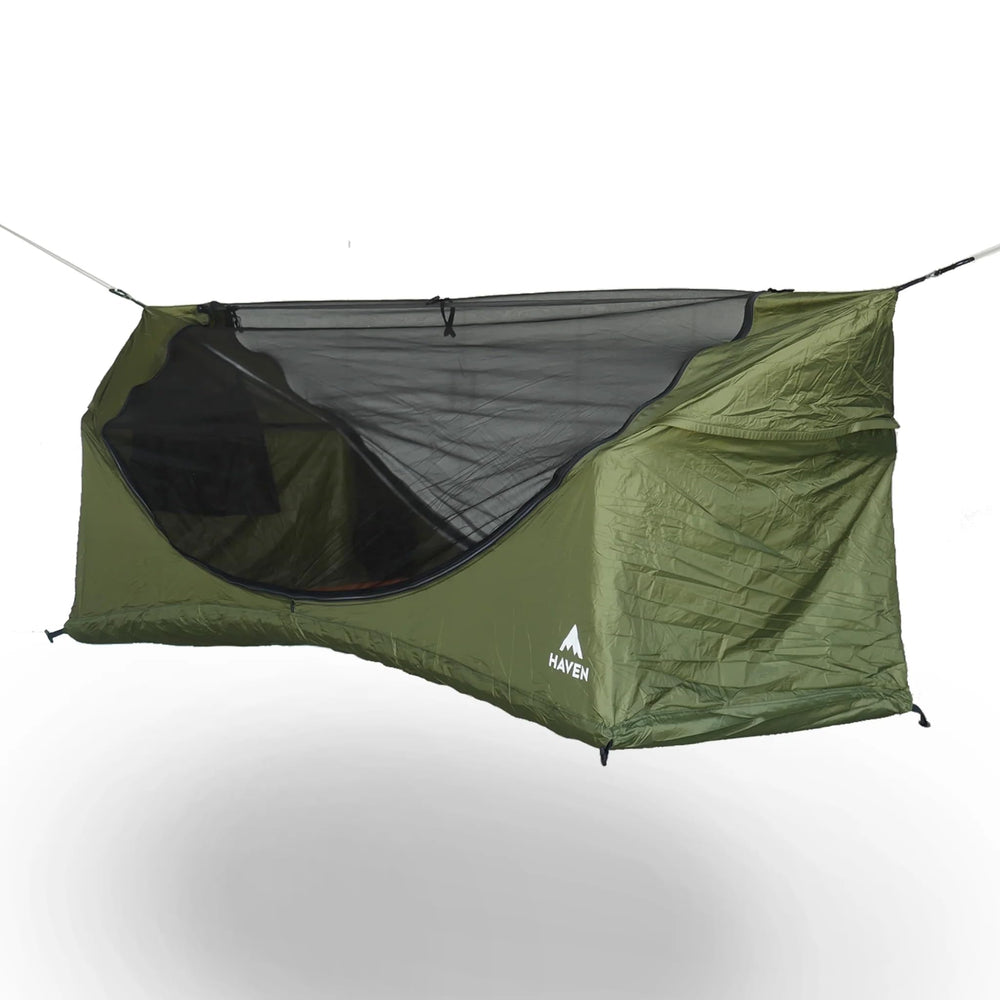 Haven Tents ground-pitch bivy-style option for versatile sheltering.