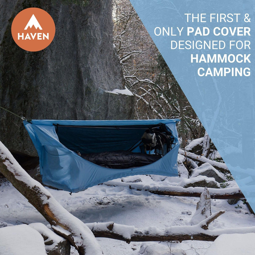 Haven Tents pad cover on hammock demonstrates added warmth and comfort.