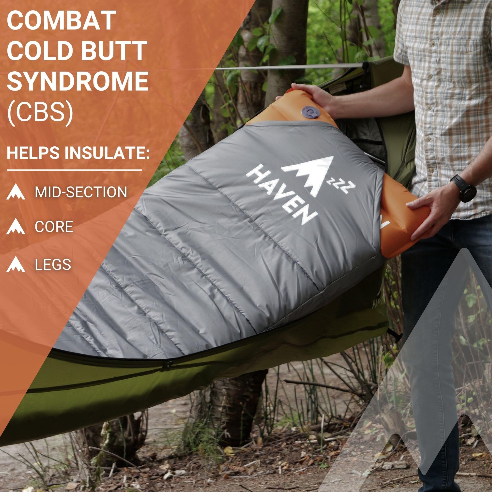Haven Tents pad cover doubles as a pillow for versatile camping sleep.